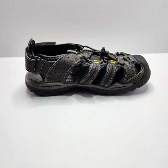 Boys Reinforced Toe Fisherman's Sandal | Size 1 | Adjustable Straps, Gray, Water - Picture 4 of 6